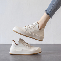 Enhance a good impression ~ SIMPLE and fashionable @ high-top flat white shoes autumn lace-up womens shoes Korean New