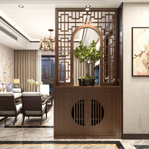 New Chinese solid wood living room porch cabinet partition decorative cabinet hollow double-sided cabinet screen porch shoe cabinet integrated home