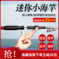 Fishing Rod mini sea pole set fishing small sea pole ultra short portable Rod full set of single pole metal wheel sea pole throwing Rod