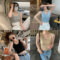  (Hu Chu Liang middle-aged girl)Striped knitted camisole female inner wear 2021 new short outer wear