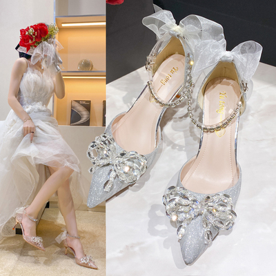 taobao agent Wedding shoes, footwear high heels, dress, french style, 18 years, for bridesmaid