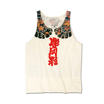 Self-talking to yourself Japanese clown print vest men tattoo pattern sling retro loose personality cotton top cotton