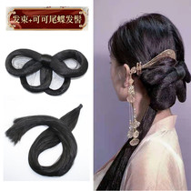 Ancient Clothing Styling Wig Long Liu Hai Straight Hair Piece Thickened Lengthened Temples Corner Tail Butterfly Knot Hair Bag Cos Hanfu