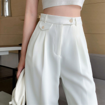 Design sense small crowdpants children Western pants wide leg pants high waist pituality 2022 new summer slim fit straight fit pants