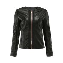 Trussardi Black Sheepskin Classic logo Detail Womens Jacket Jacket Leather Leather Jacket