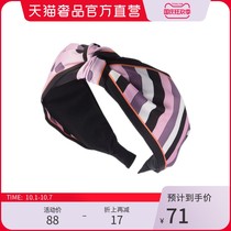 lingo Codes pink striped polo dots splicing wide-sided Lady hair hoop