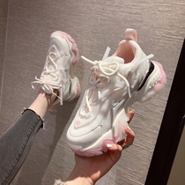 2021 summer and autumn European station jelly bottom Net red father xie female super fire leather leisure small white xie thick bottom mesh