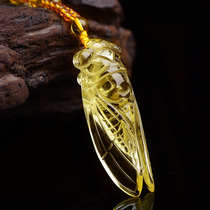 Natural yellow crystal gold cicada knows the pendant blockbuster career money mahjong win men and women necklaces