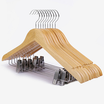 Clothing store hanger solid wood one-piece dual-purpose suit conjoined household adult suit pants with clip wooden hanger