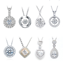 Diamond Pendant female 18K jin xiang qian drill 10 20 30 minutes 1 karat circular gong zhu fang droplet heart necklace