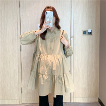 Pregnancy Woman Dress Spring Autumn Money 2022 new dolls Korean version loose large code Long sleeves Bottom Tide Moms Shirt long