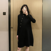 Pregnant women autumn and winter dress Chinese New Year clothes Korean temperament sweater slim red base knitted skirt spicy mom fashion