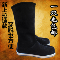 Ancient shoes cloth boots Hanfu boots costume shoes mens shoes ancient style zippers male boots Chinese style long tube
