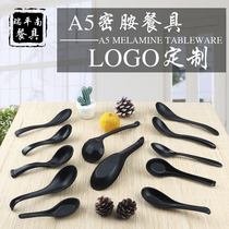 Black melamine ramen rice noodle soup spoon Malatang small spoon Plastic commercial dining restaurant restaurant noodle spoon
