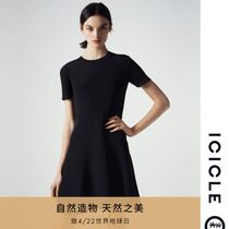(heavy-pound genuine silk) ICICLEs Wo Girl clothing spring and summer elastic crepe one-piece dress 1CB23210019A