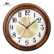 TIMESS watch walnut solid wood living room bedroom household punch-free light luxury fashion creative mute simple wall clock