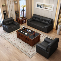 Office sofa three-person boss meeting sofa leather office sofa coffee table combination simple Modern reception