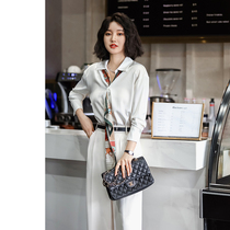  Zhang Nian En custom P74 high air-conditioning French white shirt wide-leg professional suit pants female president suit