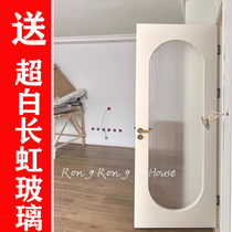Light luxury curved flat door Changhong glass interior door room bedroom mute paint solid wood composite French arch