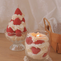Cream Strawberry Tower scented candle lasagna Cup creative birthday gift handmade companion gift bedroom non-smoking