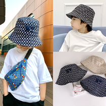 Spring summer and autumn childrens fishermans hat can be hung windproof rope Boys and childrens sun visor big virgin childrens sun protection basin hat tide