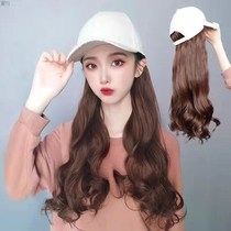 Wig womens summer wig hat womens detachable wig Long curly hair Big wave hat womens new spring and summer cap