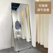 Net red light luxury clothing store auditorium stainless steel with wheel moving ultra-white mirror with thin mirror adjustable