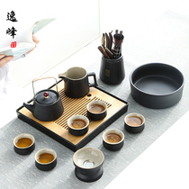 Light luxury kung fu tea set Small set home Japanese bubble teapot Cup office meeting living room tea tray set
