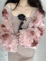 Lamb coat women 2021 Winter imitation rabbit hair brush plush niche tie-dyed fur wool coat women short