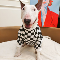 Classic black and white checkerboard T-shirt big dog Plaid clothes pet clothing cow head terrier fight Labrador bully