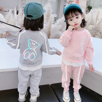 Girls autumn suit Fashion Net Red foreign gas children cotton clothes children Spring and Autumn female baby sports two sets