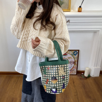 Canvas bag womens summer portable bucket bag office worker bento bag Mommy bag rice bag Bento bag hand-carried lunch box bag