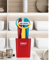 Debode Platinum Stainless Steel Kitchen Small Tool Five Pieces Multifunction Scissors Melon Planing Water Fruit Knife With Base Gift