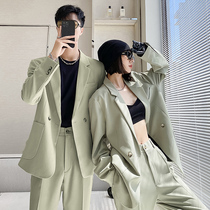 2021 autumn trend light mature wind Mens loose casual suit solid color wild suit suit suit couple couple coat