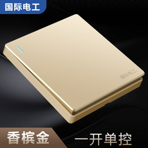 Type 86 Concealed Large Plate Champagne Gold Open Single Control Single Open 1 Open Switch Panel Wall Power Light Switch