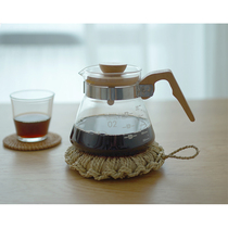 Good morning shop) Japanese vintage wooden handle coffee pot thickened heat-resistant glass coffee pot glass sharing pot