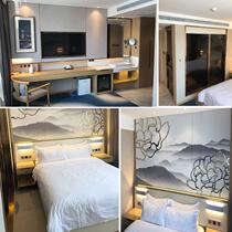 Boutique Hotel Stickup Solid Wood Leather Spray Paint Full Furnished Bed Renovation Minjuku Apartment room Pets TV Table