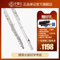 Hendelhole open and close hole silver plated long flute beginner flute student adult professional musical instrument HFL-581RBES16