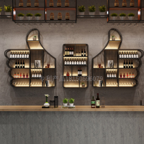Bar bar wine cabinet wall-mounted restaurant rack creative wall wine display rack glowing iron wine rack