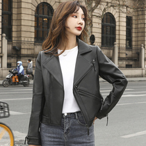 Leather womens 2021 new brown small sheepskin haining leather short European spring and autumn motorcycle jacket