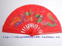 Red dragon and phoenix Taiji fan all bamboo kung fu fan bamboo bone martial arts fan performance fan Mulan sound fan