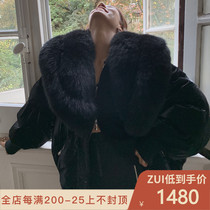 Ah Ying Zhixun Ono imported fox fur grass coat white duck down down jacket 2021 new bread suit