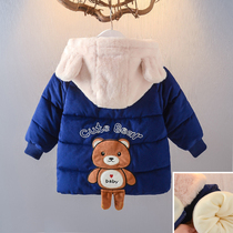 Childrens cotton-padded velvet thickened boys warm in winter long childrens winter clothes 5 babies 3 cotton-padded clothes one year old
