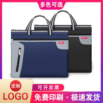 Portable document bag a4 Oxford canvas business meeting briefcase mens and womens document bag Information bag custom printed logo