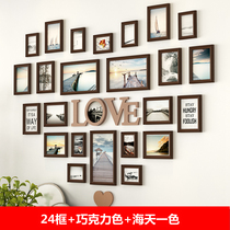 Living room heart-shaped photo wall decoration photo frame hanging wall free punch creative love album background combination photo wall sticker