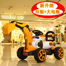 Samat childrens electric excavator can ride baby oversized boys and girls excavator engineering toy car