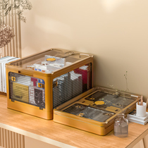 Book storage box foldable student book box dormitory book sorting box transparent household storage book box