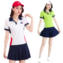 Tennis badminton suit sports suit womens summer cotton short sleeve shirt kindergarten teacher garden dress skirt tide