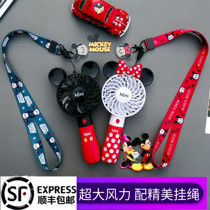 Halter neck anime Mickey mini fan usb charging Childrens student handheld folding portable portable electric fan
