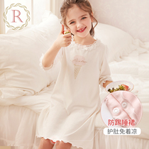 RoseTree Girls Nightdress Summer Thin Cotton Kick Cute Baby Little Girl Children Lace Sleeping Dress